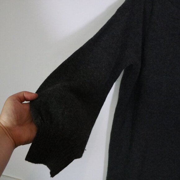 Madewell Merino Wool Boatneck Sweater Dress M Button Shoulder Neutral Minimalist - Picture 6 of 8